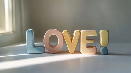 Love word written on a foggy window with condensation during a rainy day