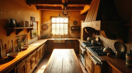 This sentence aims to capture the essence of the kitchen's design while keeping it concise