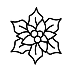 poinsettia christmas icon, poinsettia christmas line art - simple line art of poinsettia christmas, perfect for poinsettia christmas logos and icons