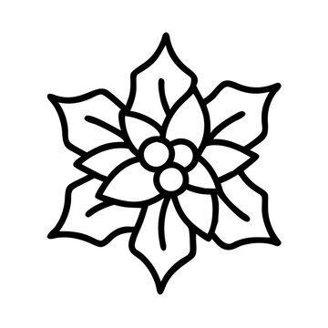 recommend clip art: poinsettia christmas icon, poinsettia christmas line art - simple line art of poinsettia christmas, perfect for poinsettia christmas logos and icons