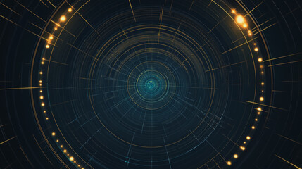 Fototapeta premium Abstract black background with Colorful circle lines. Digital future technology . Abstract business connection of lines from nodes innovation of communication in the network.