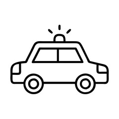 police car icon, police car line art - simple line art of police car, perfect for police car logos and icons