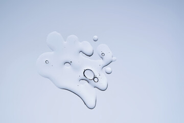 Drops of serum on the glass. Blue background.