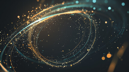 Abstract black background with Colorful circle lines. Digital future technology . Abstract business connection of lines from nodes innovation of communication in the network.