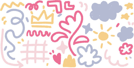 Abstract Shape Pastel Color Geometry Lines Curves Flower Crown Vector 