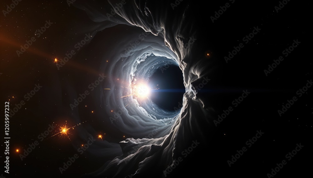 Aufkleber cosmic spectacle bright light emerges from swirling nebula in vast expanse of space