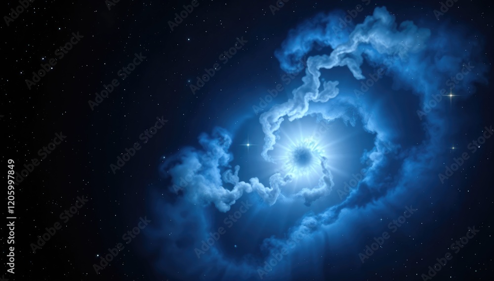 Aufkleber celestial nebula glowing gas clouds swirl around bright core in vast expanse of space
