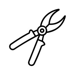 pruning shears icon, pruning shears line art - simple line art of pruning shears, perfect for pruning shears logos and icons