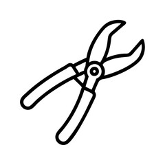 pruning shears icon, pruning shears line art - simple line art of pruning shears, perfect for pruning shears logos and icons