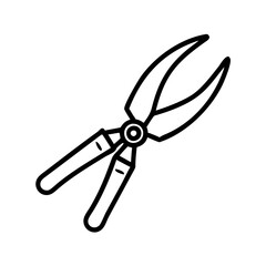 pruning shears icon, pruning shears line art - simple line art of pruning shears, perfect for pruning shears logos and icons