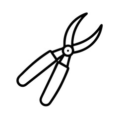 pruning shears icon, pruning shears line art - simple line art of pruning shears, perfect for pruning shears logos and icons