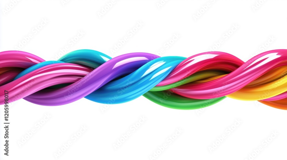 Poster colorful twisted strands showcase vibrant patterns and textures in a creative design setting