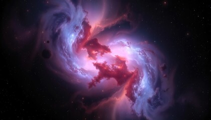 Obraz premium Cosmic Nebula swirling dance of vibrant colors and celestial dust in vast expanse of space