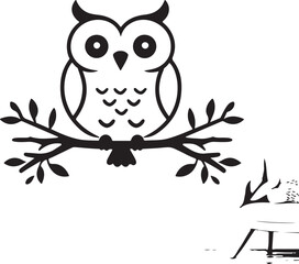 owl silhouette, owl vector image.