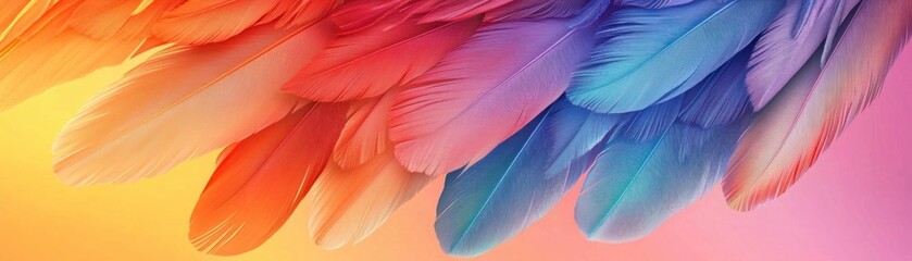Vivid Colorful Feathers Background in Shades of Pink and Blue