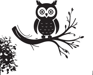 owl silhouette, owl vector image.