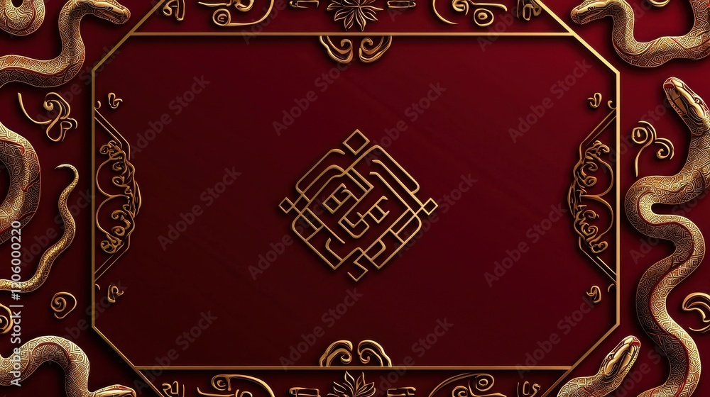 Aufkleber elegant and sophisticated seamless pattern in deep red and gold with intricate ornamental design