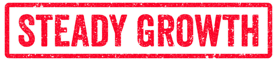 Steady Growth Stamp Transparent Seal, Red Grunge Steady Growth Word Rubber Stamp Seal