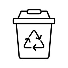 recycling bin icon, recycling bin line art - simple line art of recycling bin, perfect for recycling bin logos and icons