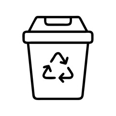 recycling bin icon, recycling bin line art - simple line art of recycling bin, perfect for recycling bin logos and icons