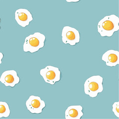 Illustration seamless pattern of eggs yolk on a soft pastel blue background