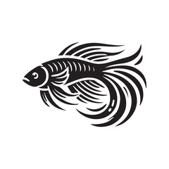 Fototapeta premium Black Color Fish silhouette design Vector Illustration, Solid White Background (2).eps