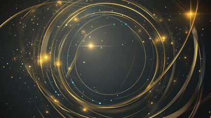 Abstract black background with Colorful circle lines. Digital future technology . Abstract business connection of lines from nodes innovation of communication in the network.