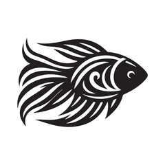 Black Color Fish silhouette design Vector Illustration, Solid White Background (20).eps