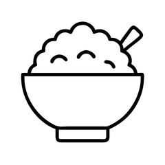rice bowl icon, rice bowl line art - simple line art of rice bowl, perfect for rice bowl logos and icons