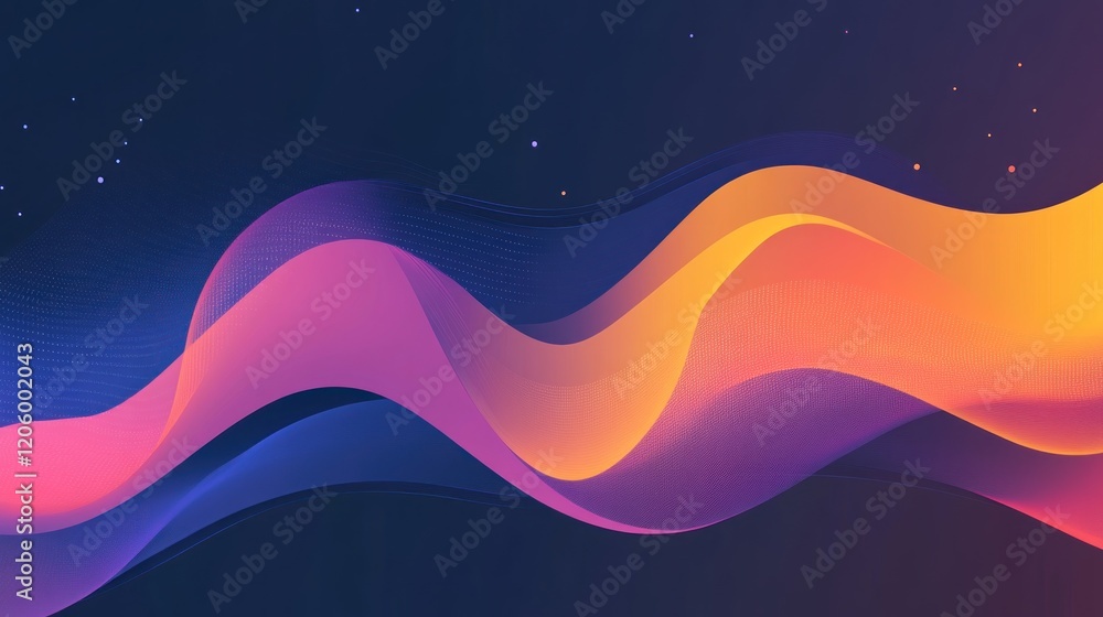 Poster dynamic modern design featuring colorful streaks and gradient transitions, ideal for digital media, 