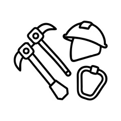 rock climbing gear icon, rock climbing gear line art - simple line art of rock climbing gear, perfect for rock climbing gear logos and icons