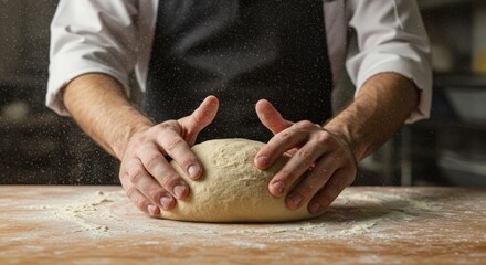 Fototapeta premium chef preparing dough