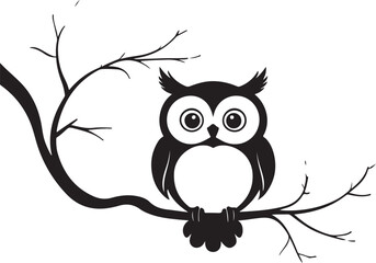 owl silhouette, owl vector image.