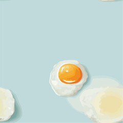 Illustration seamless pattern of eggs yolk on a soft pastel blue background