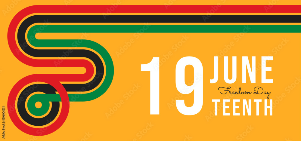 Aufkleber juneteenth banner in pan-african flag colors groovy background 70s with waves in concept of black hi