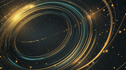 Abstract black background with Colorful circle lines. Digital future technology . Abstract business connection of lines from nodes innovation of communication in the network.