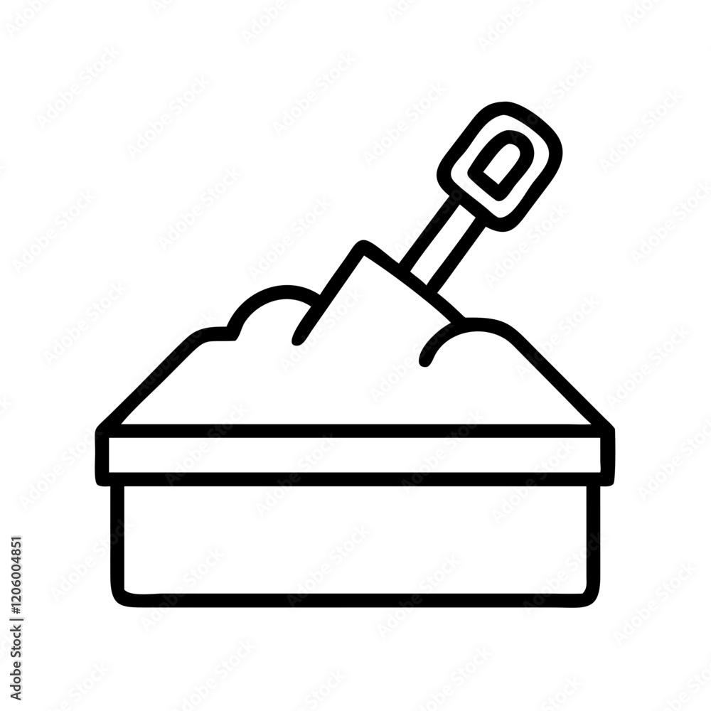 Poster sandbox icon, sandbox line art - simple line art of sandbox, perfect for sandbox logos and icons