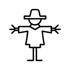 scarecrow icon, scarecrow line art - simple line art of scarecrow, perfect for scarecrow logos and icons
