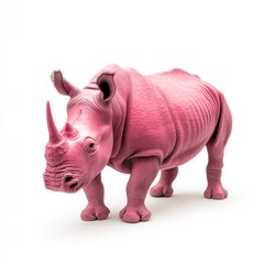Obraz premium Pink rhino studio shot, white background, animal art, whimsical