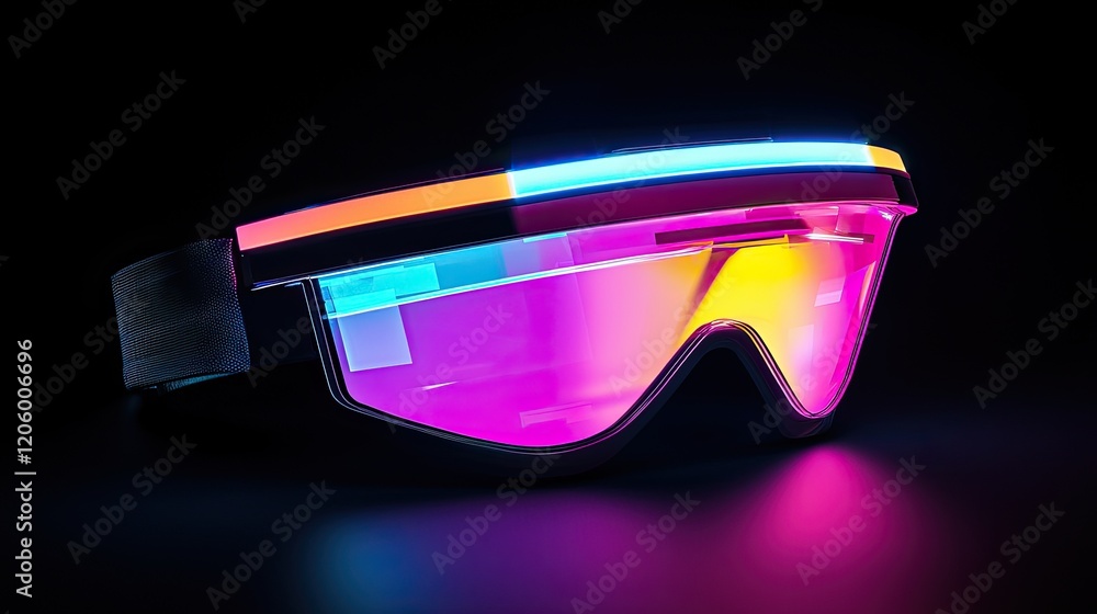 Aufkleber detailed capture of an advanced augmented reality headset with vibrant holographic displays.