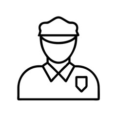 security guard icon, security guard line art - simple line art of security guard, perfect for security guard logos and icons