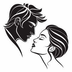kiss Day vector silhouette black design white background