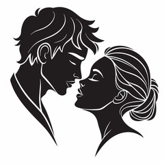 kiss Day vector silhouette black design white background