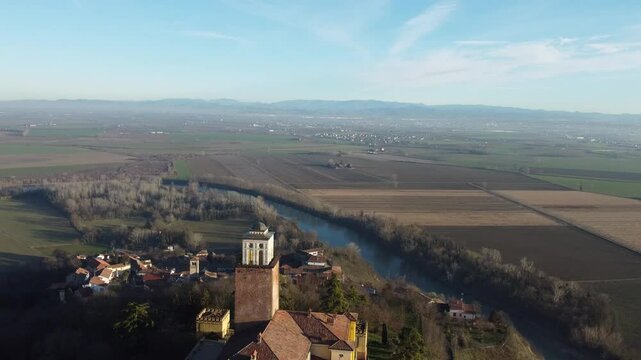 Montecastello dal drone -  Alessandria - Piemonte - Italia