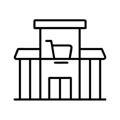 shopping mall icon, shopping mall line art - simple line art of shopping mall, perfect for shopping mall logos and icons