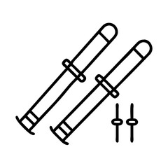 skis icon, skis line art - simple line art of skis, perfect for skis logos and icons