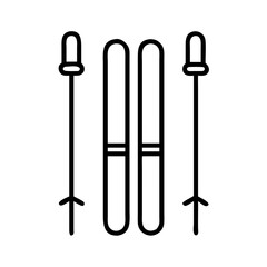 skis icon, skis line art - simple line art of skis, perfect for skis logos and icons