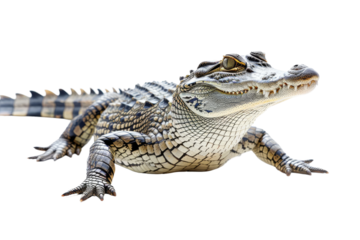 A baby alligator is laying on its back with its head up