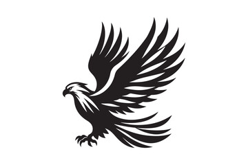 Fototapeta premium Flying Eagle Silhouette with Open Wings Illustration