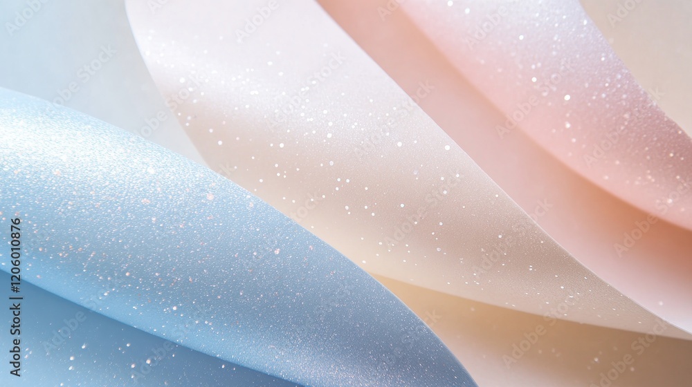 Aufkleber elegant iridescent pastel gradient background with pearlescent sparkles and smooth curved shapes